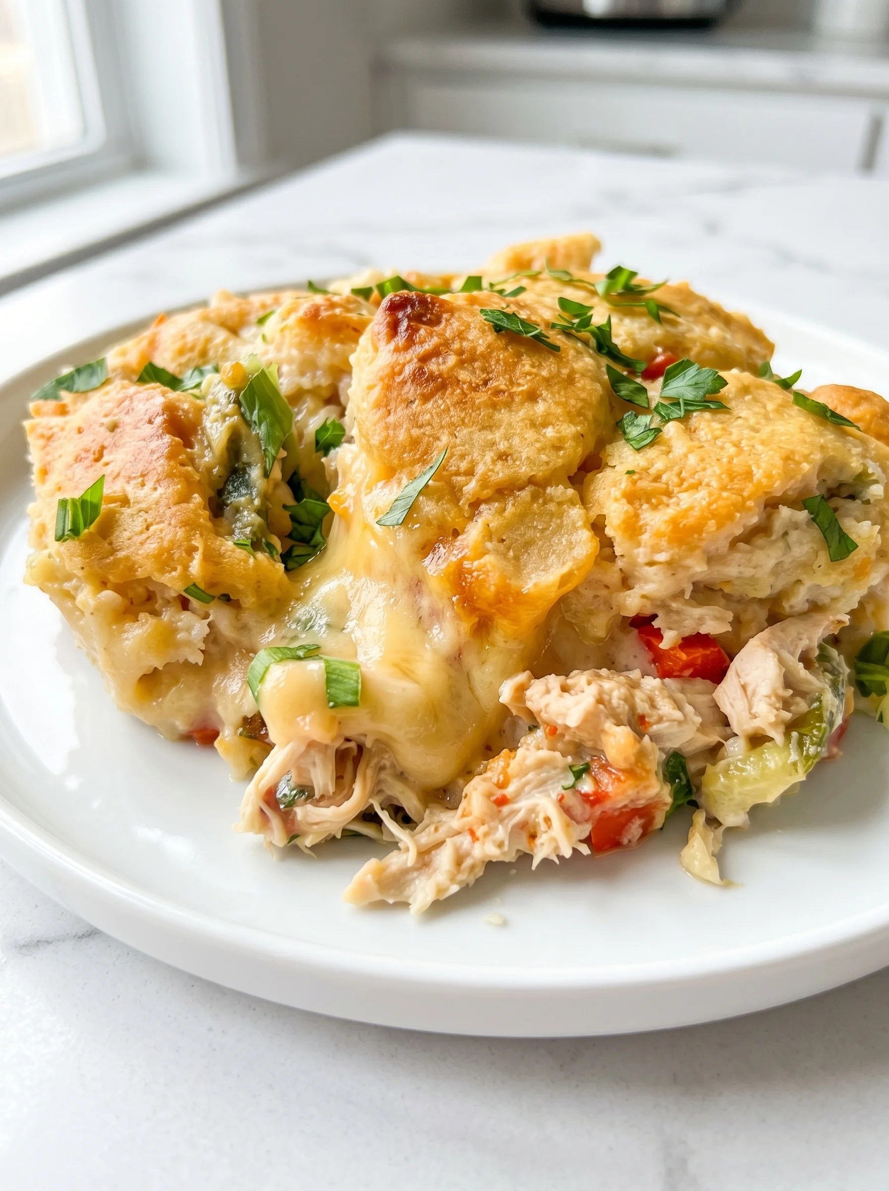 A plate of food with a biscuit mix.