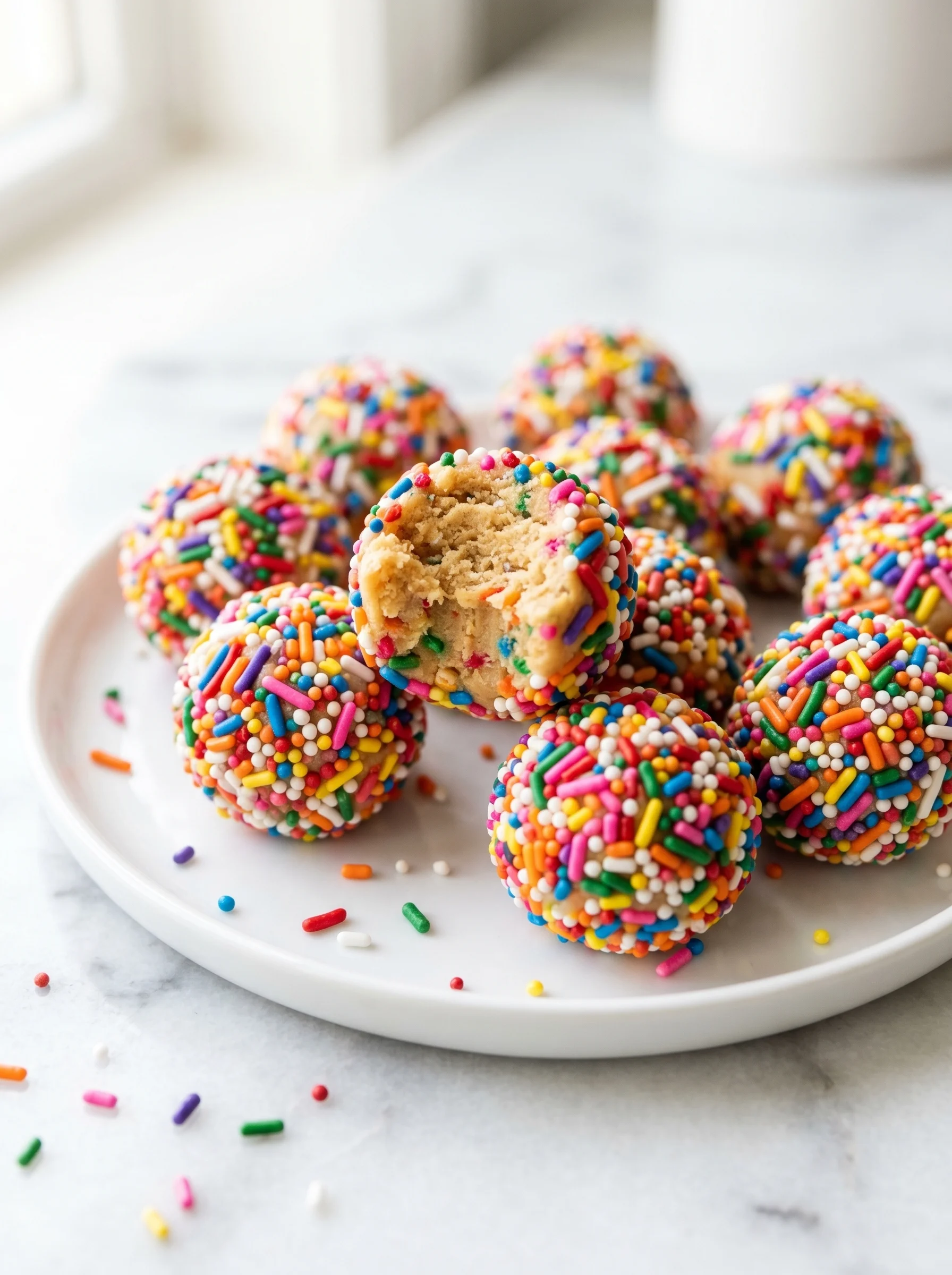 A plate of yummy colorful protein balls.