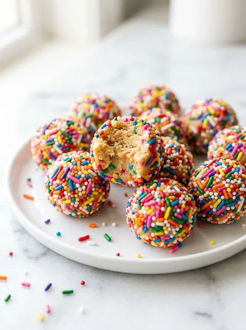 A plate of yummy colorful protein balls.