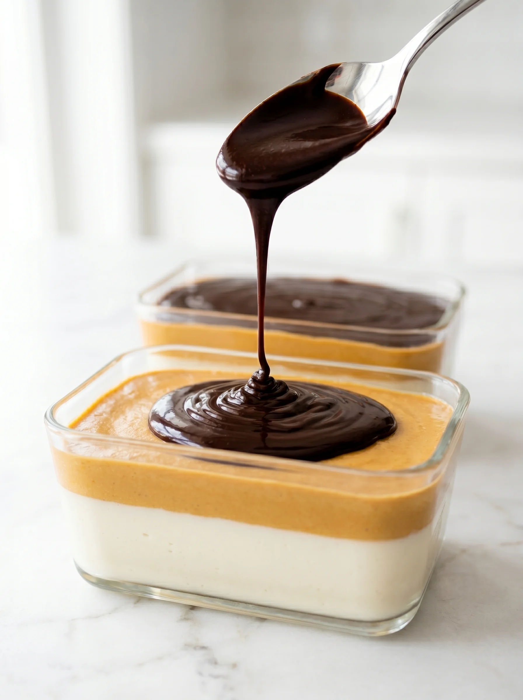 A peanut butter cup cheesecake with chocolate drizzled on top.