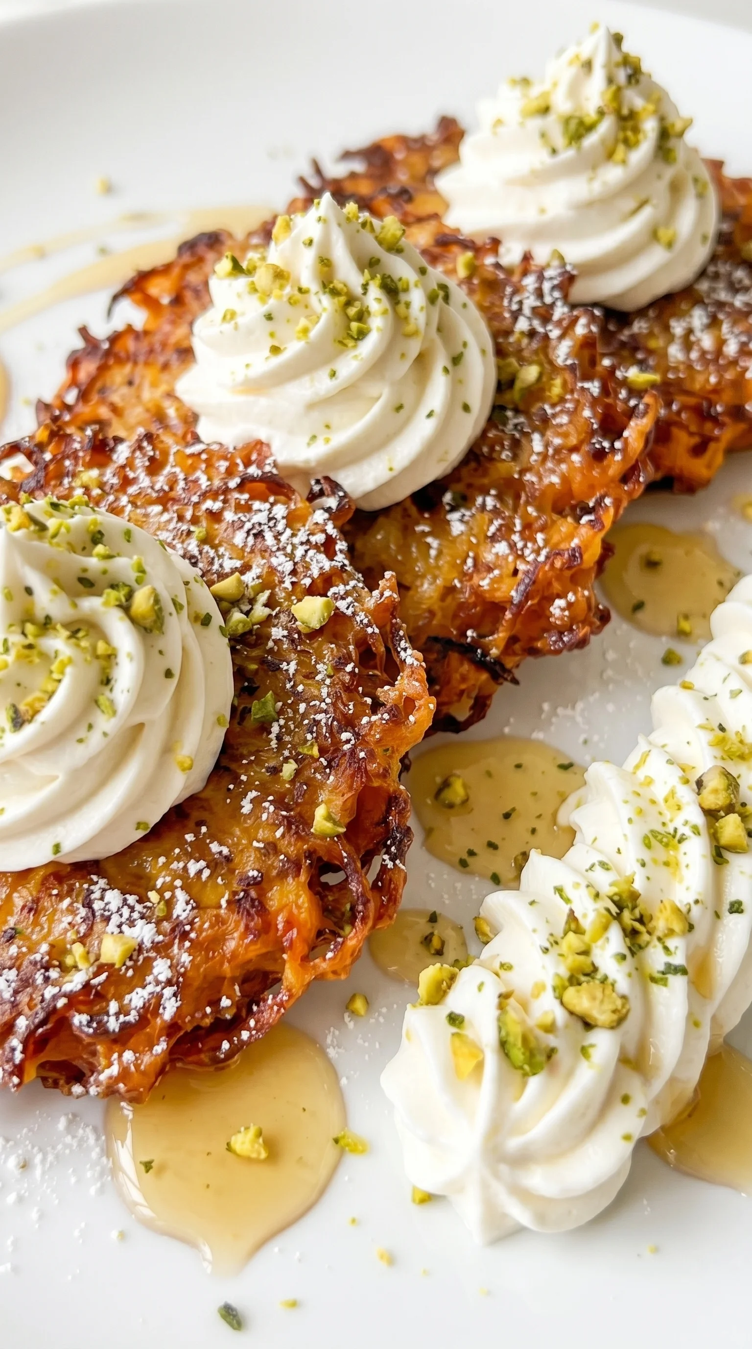 A plate of Crispy sweet potato fritters with whipped ricotta.