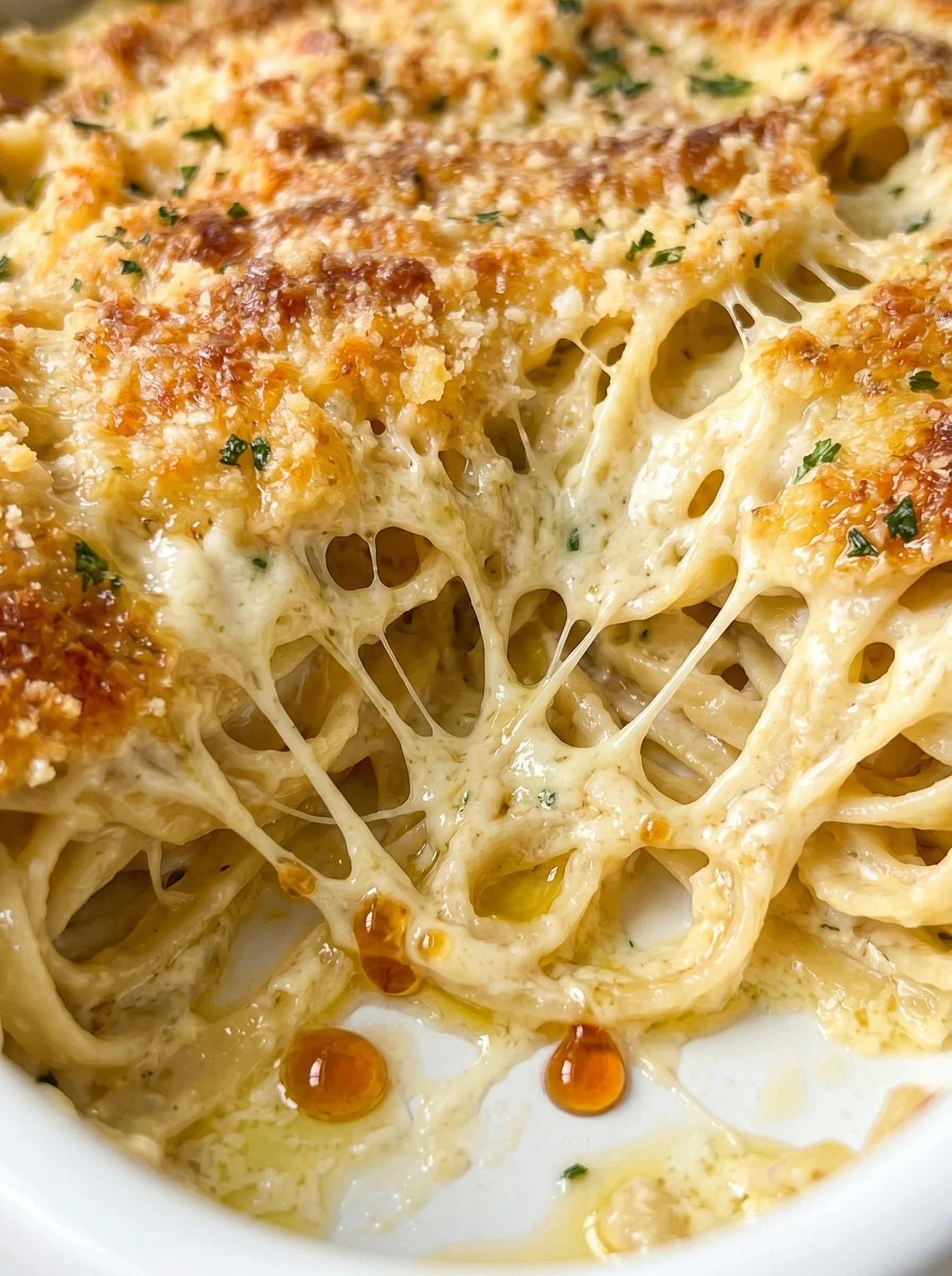 Oven baked garlic parmesan noodles.