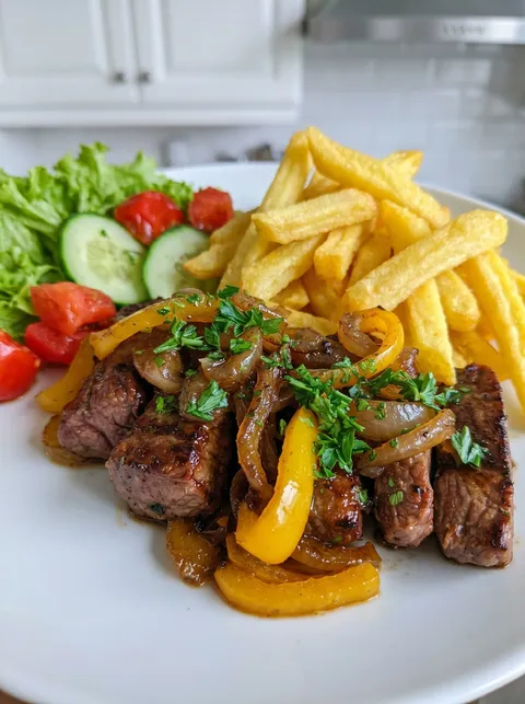A plate of garlic butter steak bites.