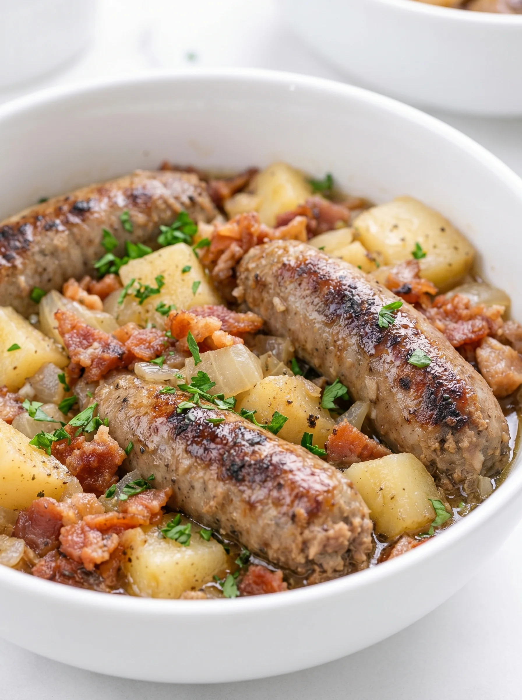 A bowl of slow cooker Irish Coddle.