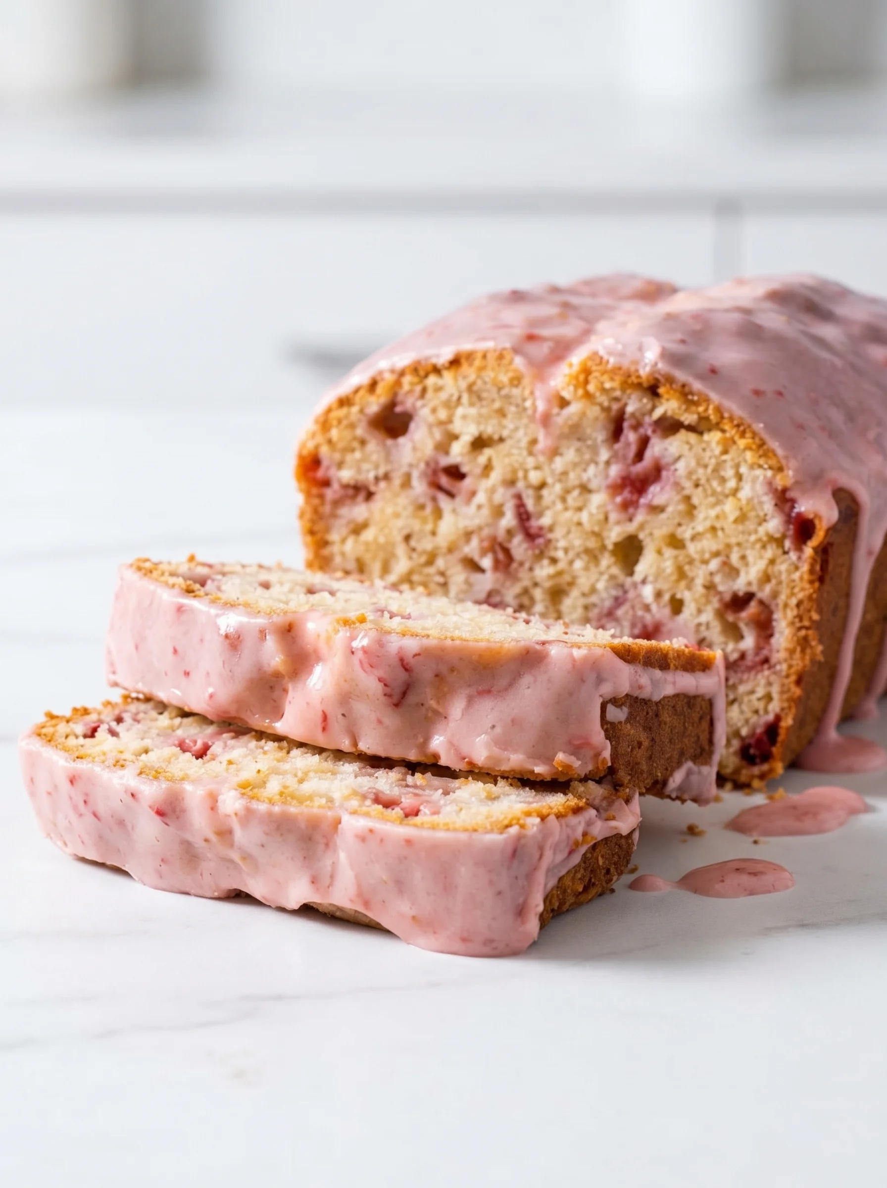 A slice of gluten free strawberry bread.