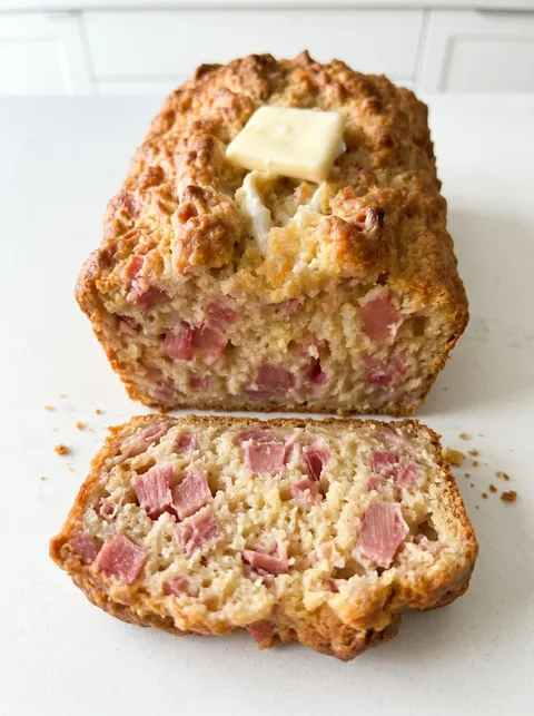 A slice of bread with butter and rhubarb.