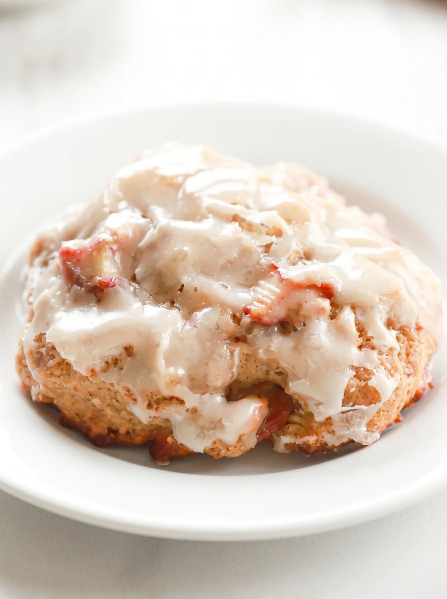 A plate of baked rhubarb fritters.