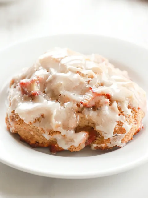 A plate of baked rhubarb fritters.