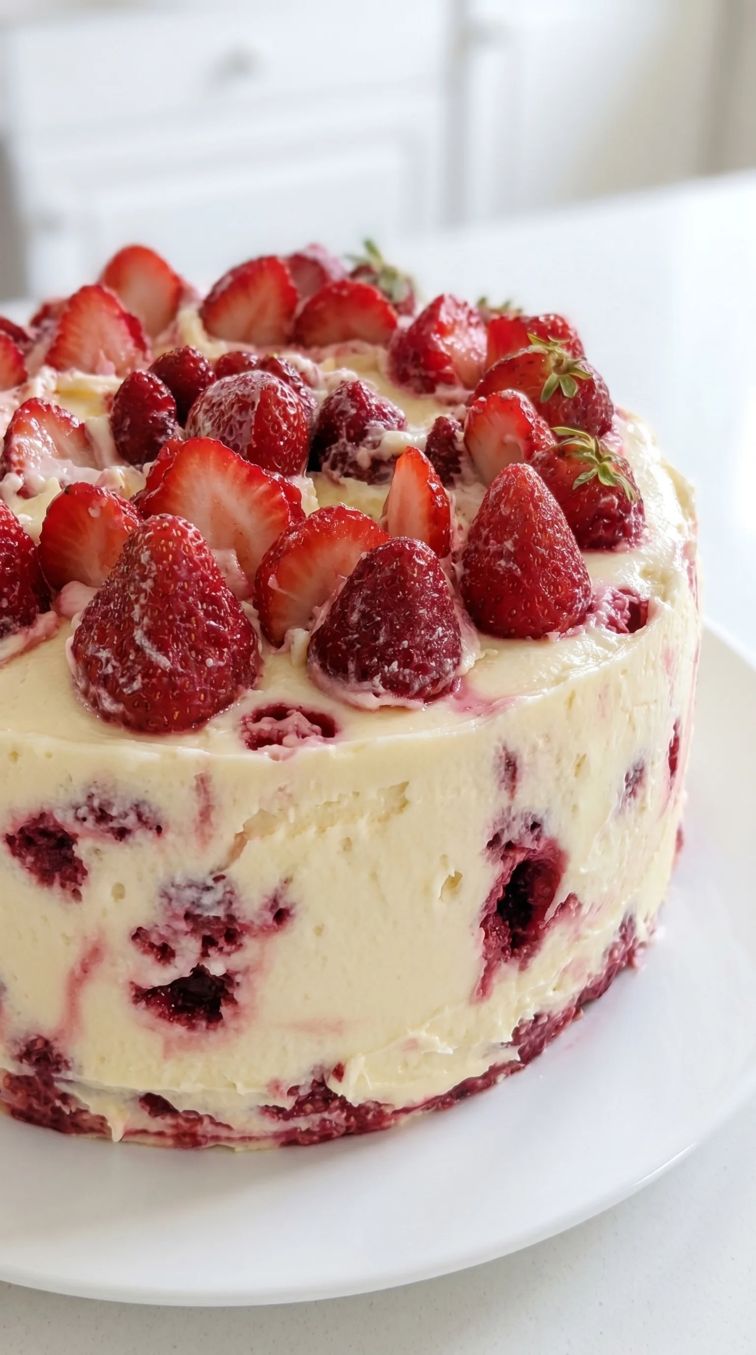 A yummy strawberry cheesecake pound cake.
