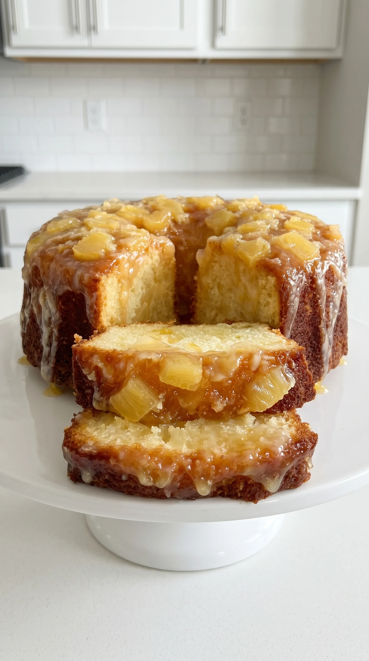 A slice of pineapple pound cake.