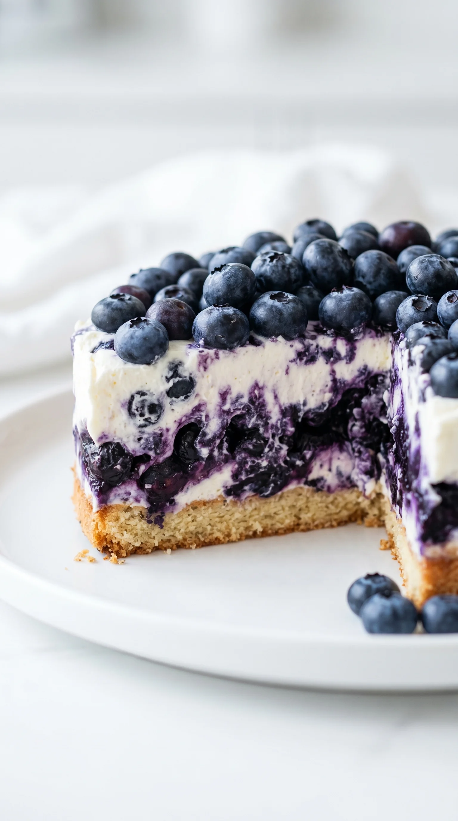 A piece of Nova Scotia Blueberry Cream Cake.