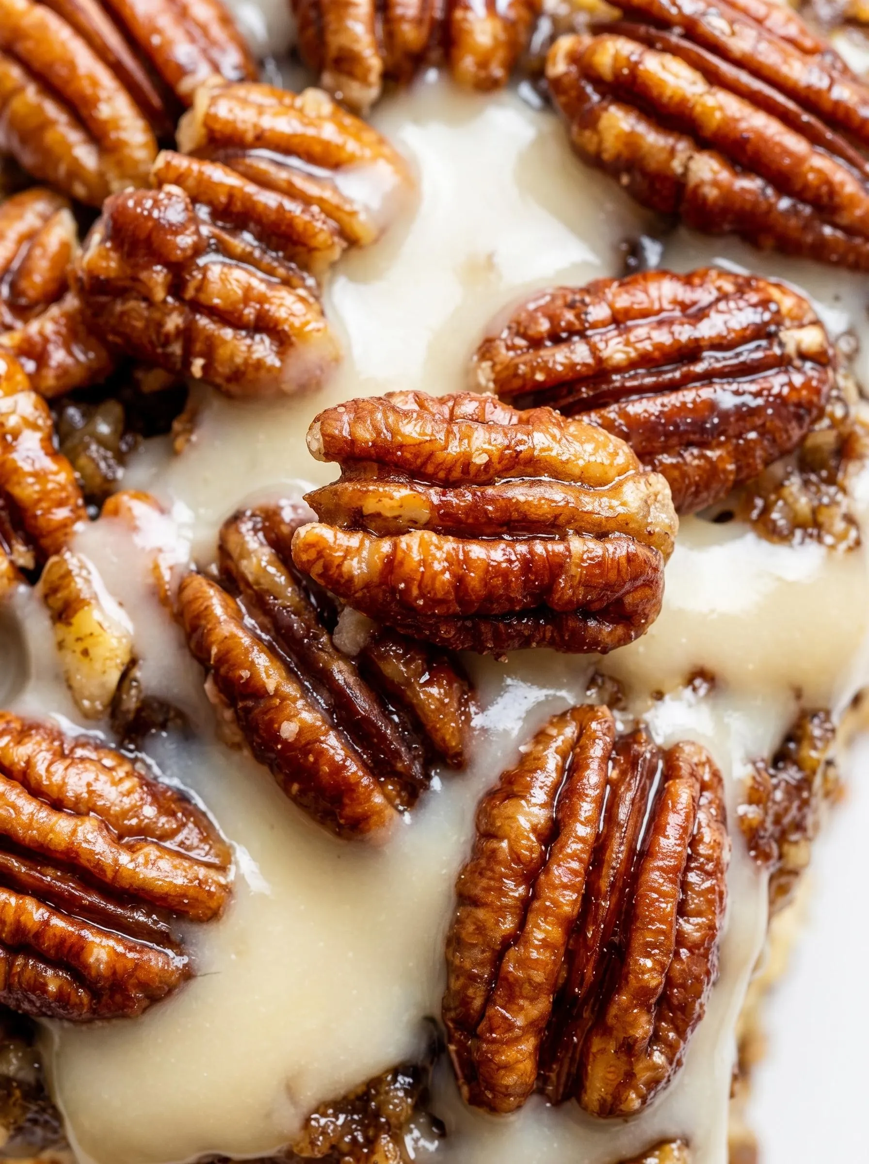 Gooey butter pecan cake with pecans.
