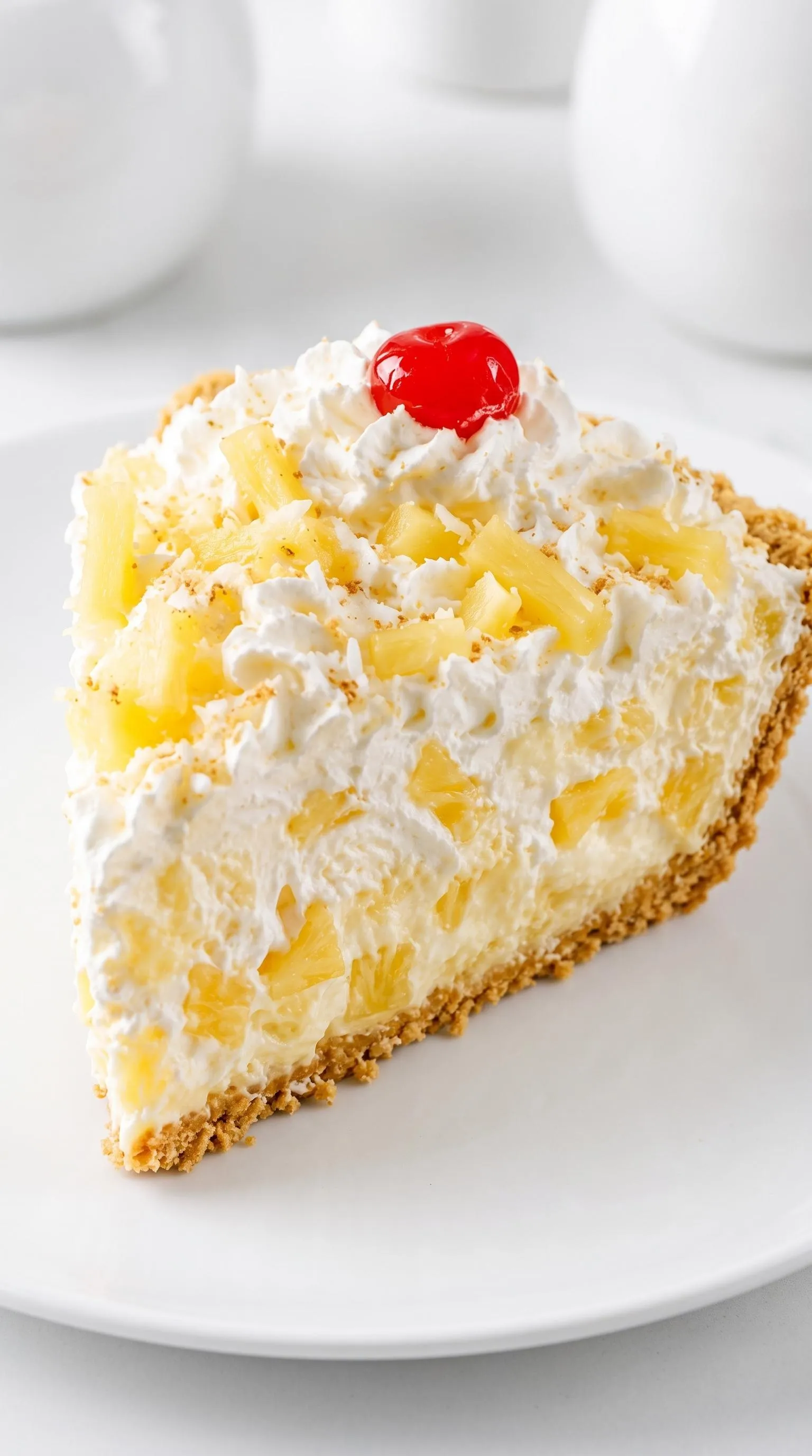 A piece of pineapple pie with whipped cream.