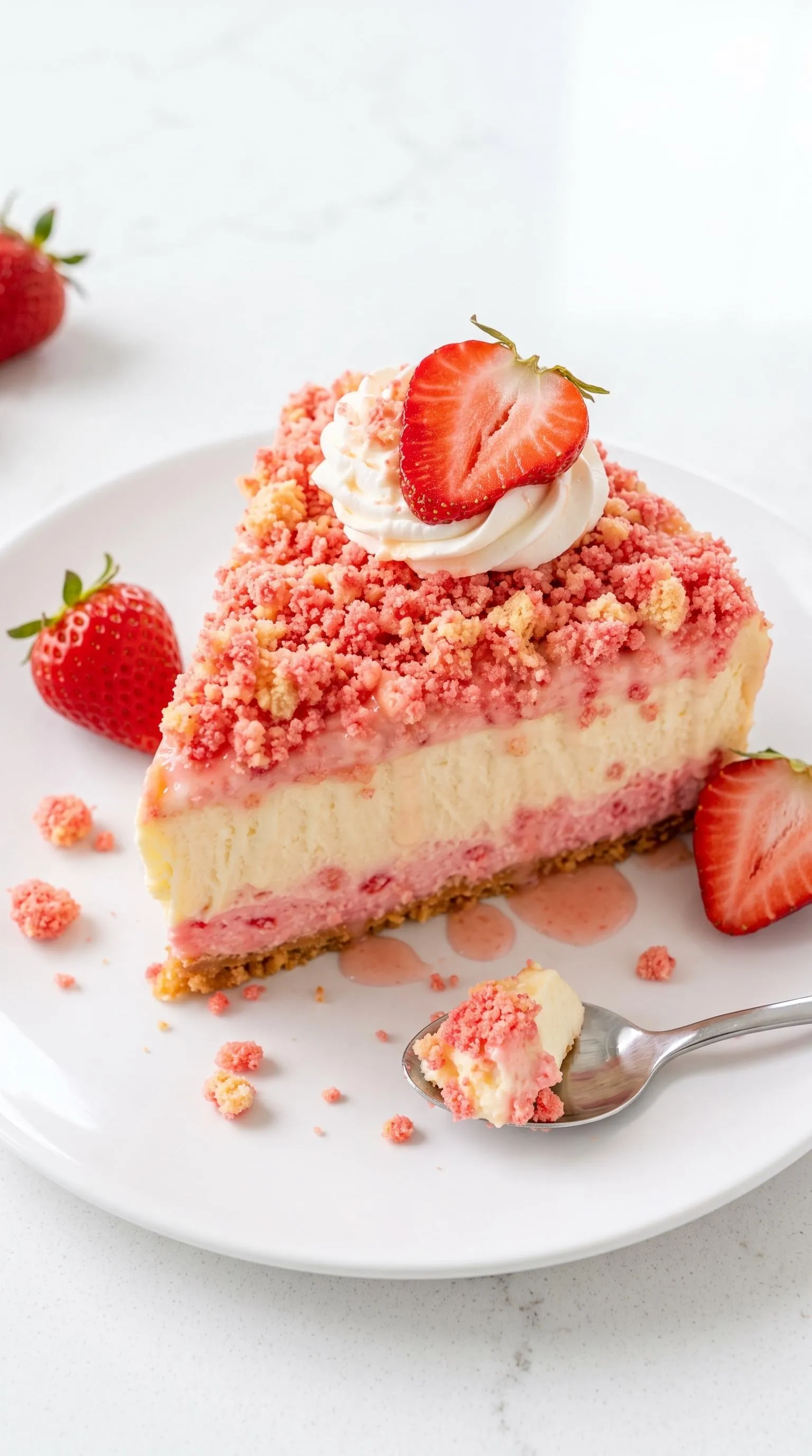 A strawberry crunch cheesecake.