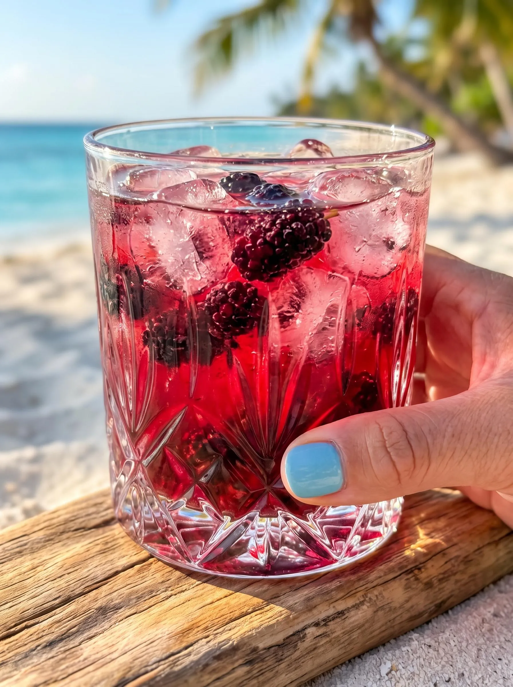A person is holding a Cape Codder Berry Smash.