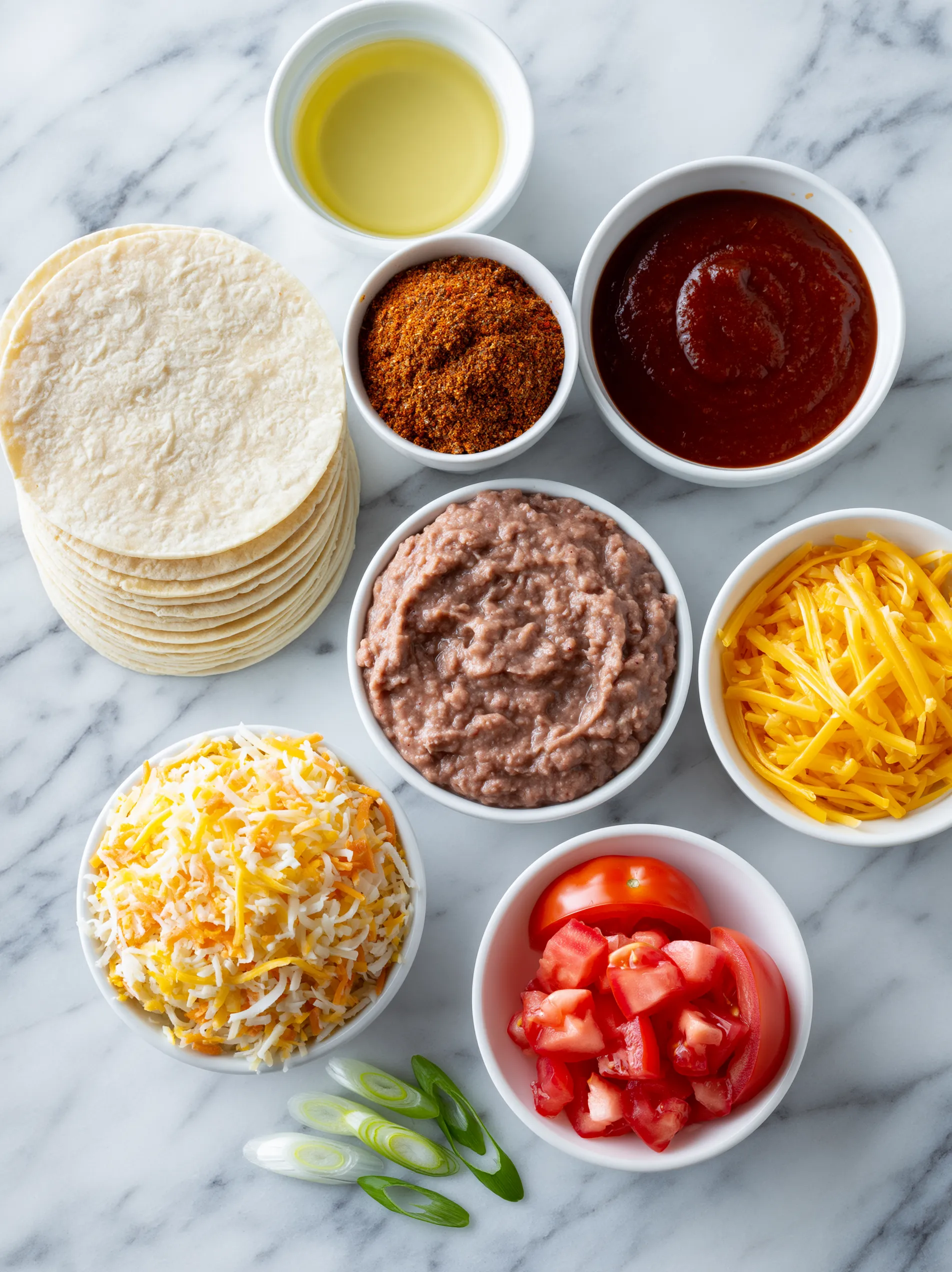 A variety of Mexican foods on a table.