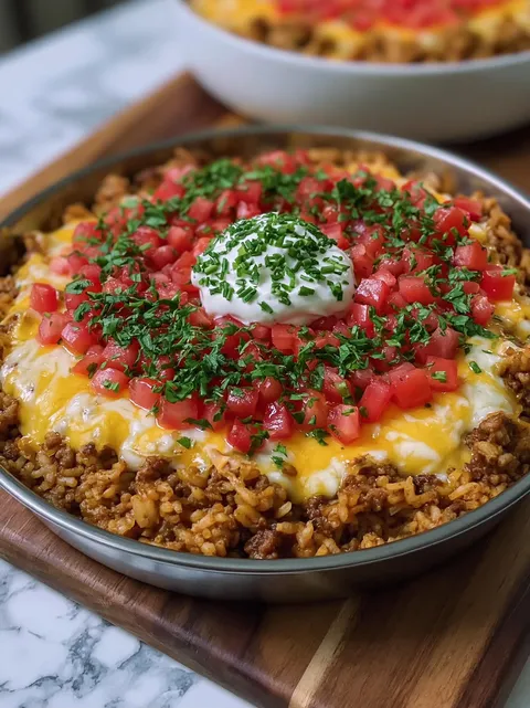 Easy Queso Taco Rice