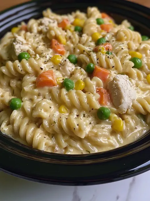 Crockpot Chicken Pot Pie Pasta