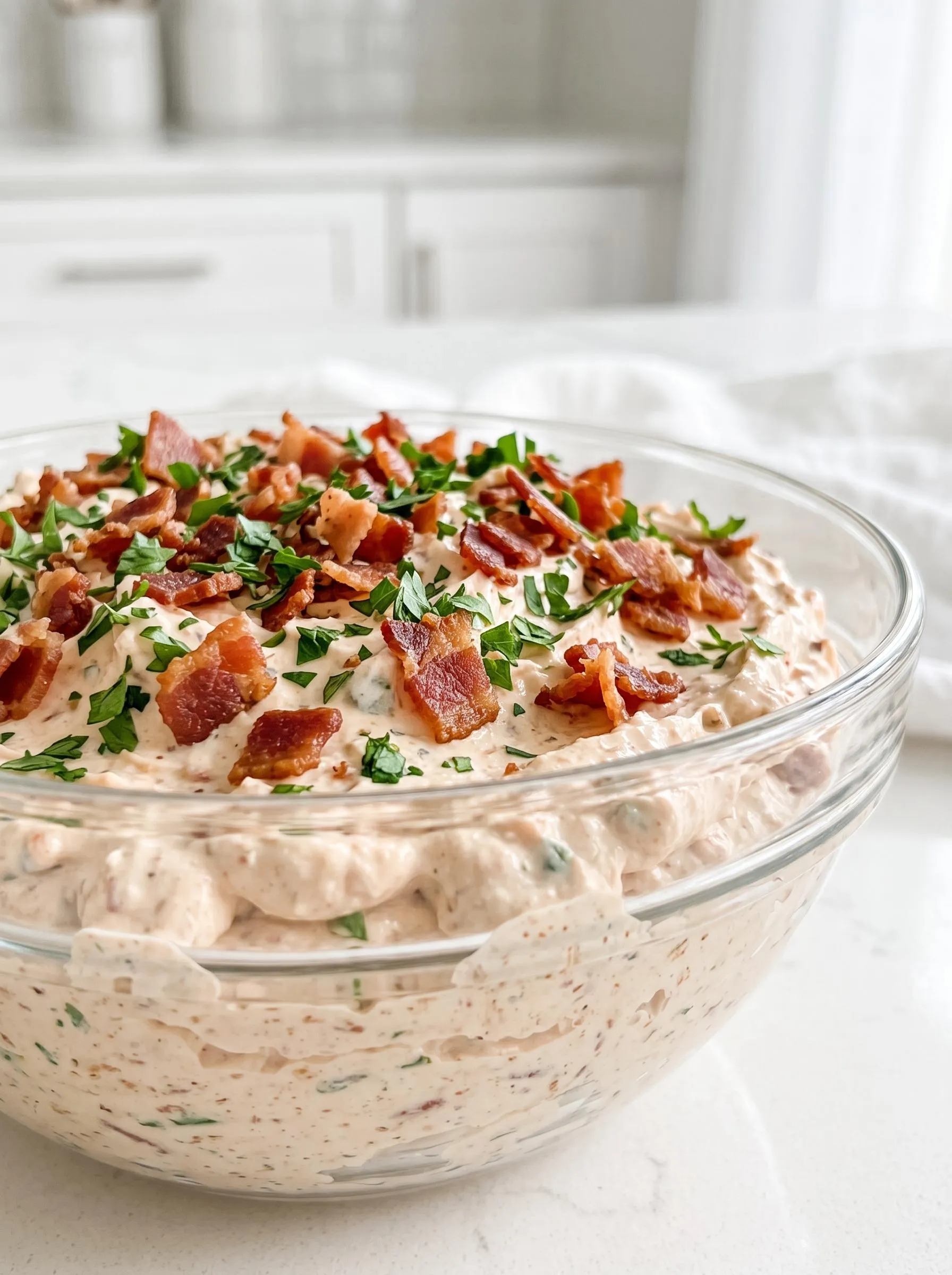 A bowl of BBQ Bacon French Onion Dip.