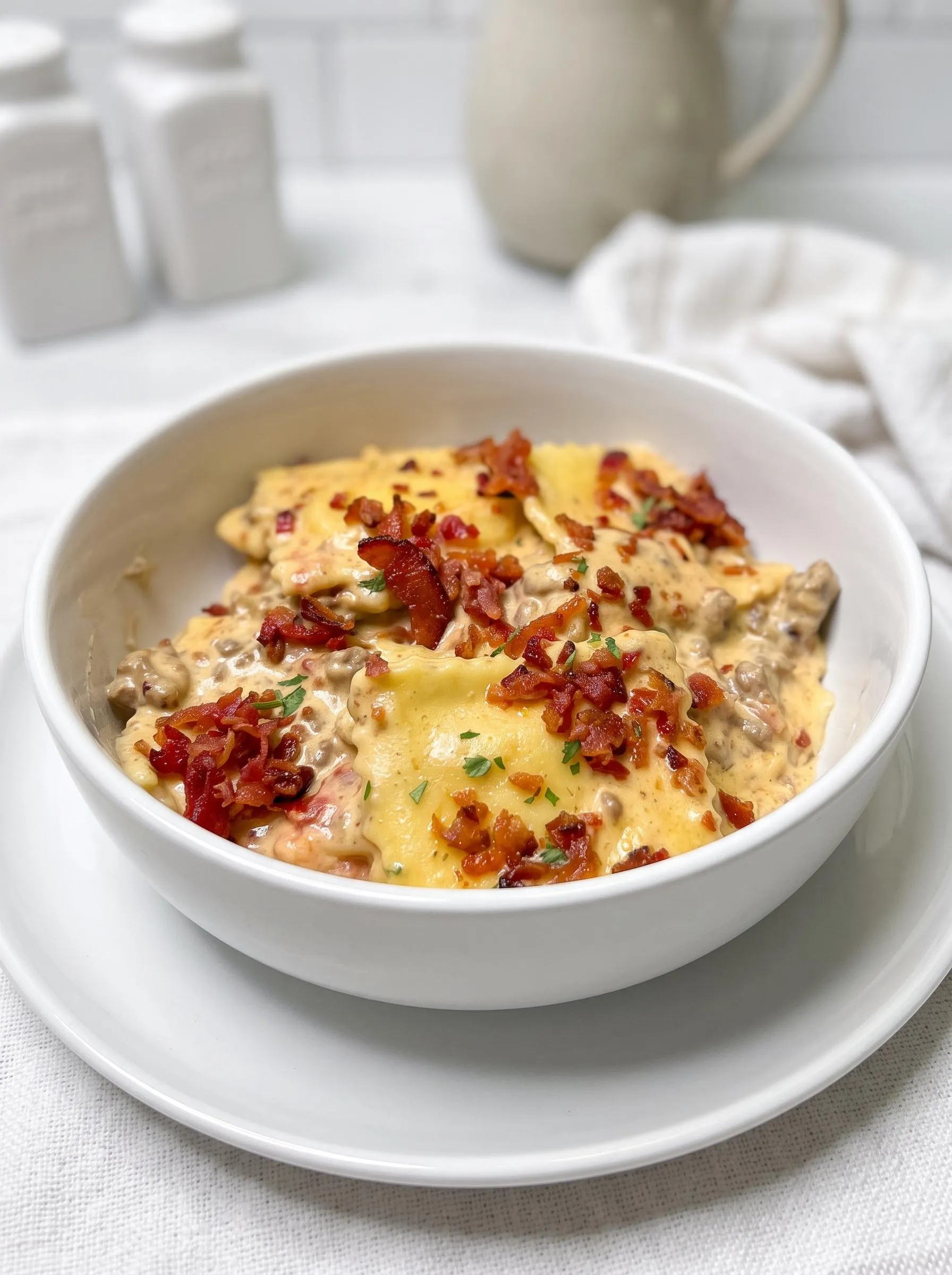 cheeseburger ravioli bowl.