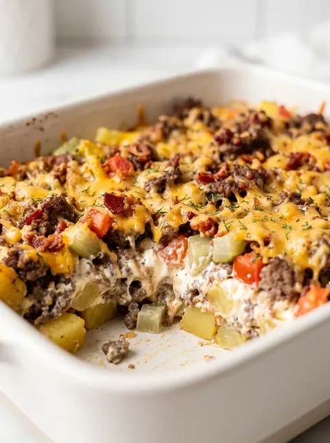 A delicious beef potato casserole.