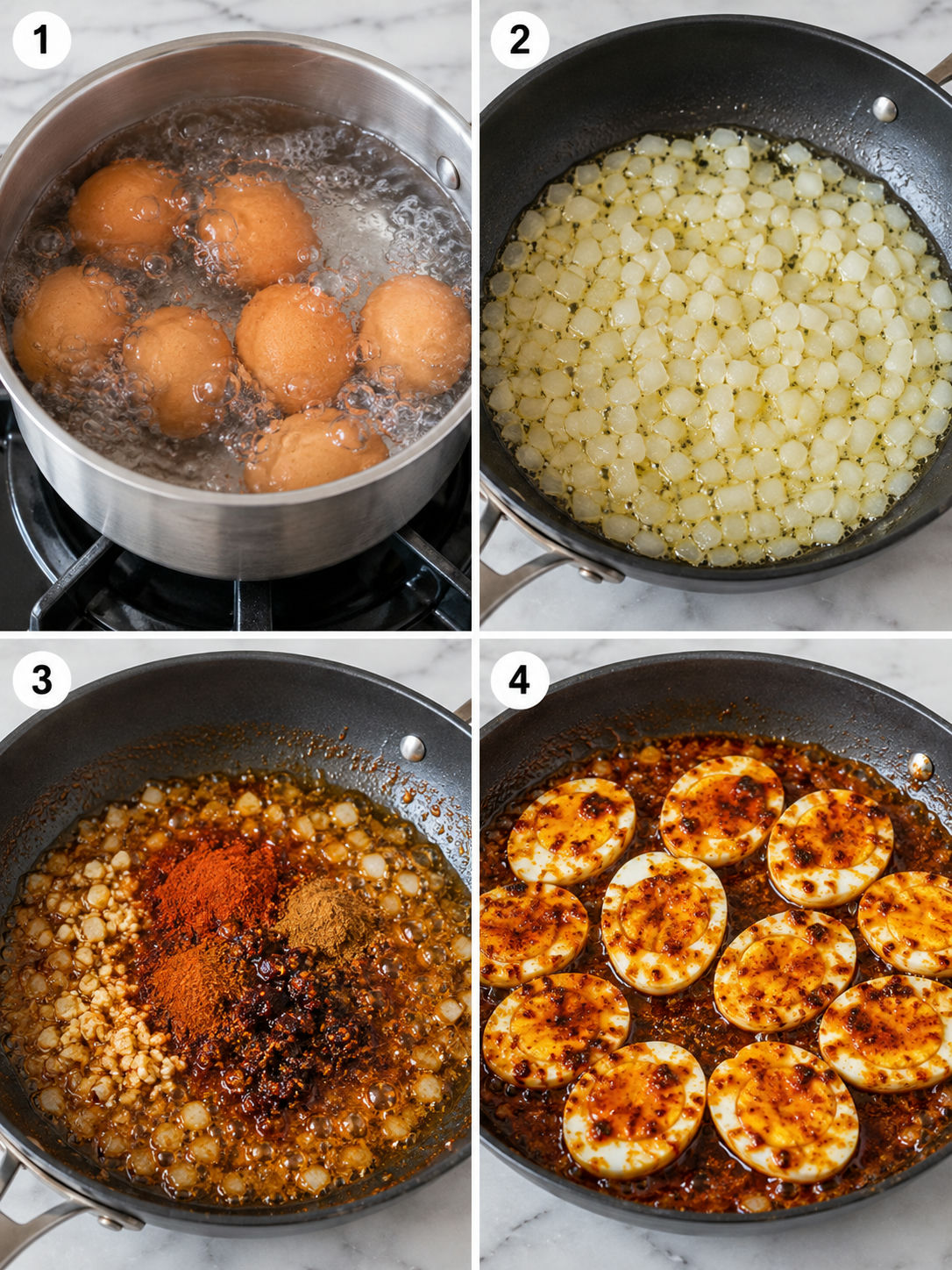 Four cooking steps for Cajun egg boil with chili crisp butter