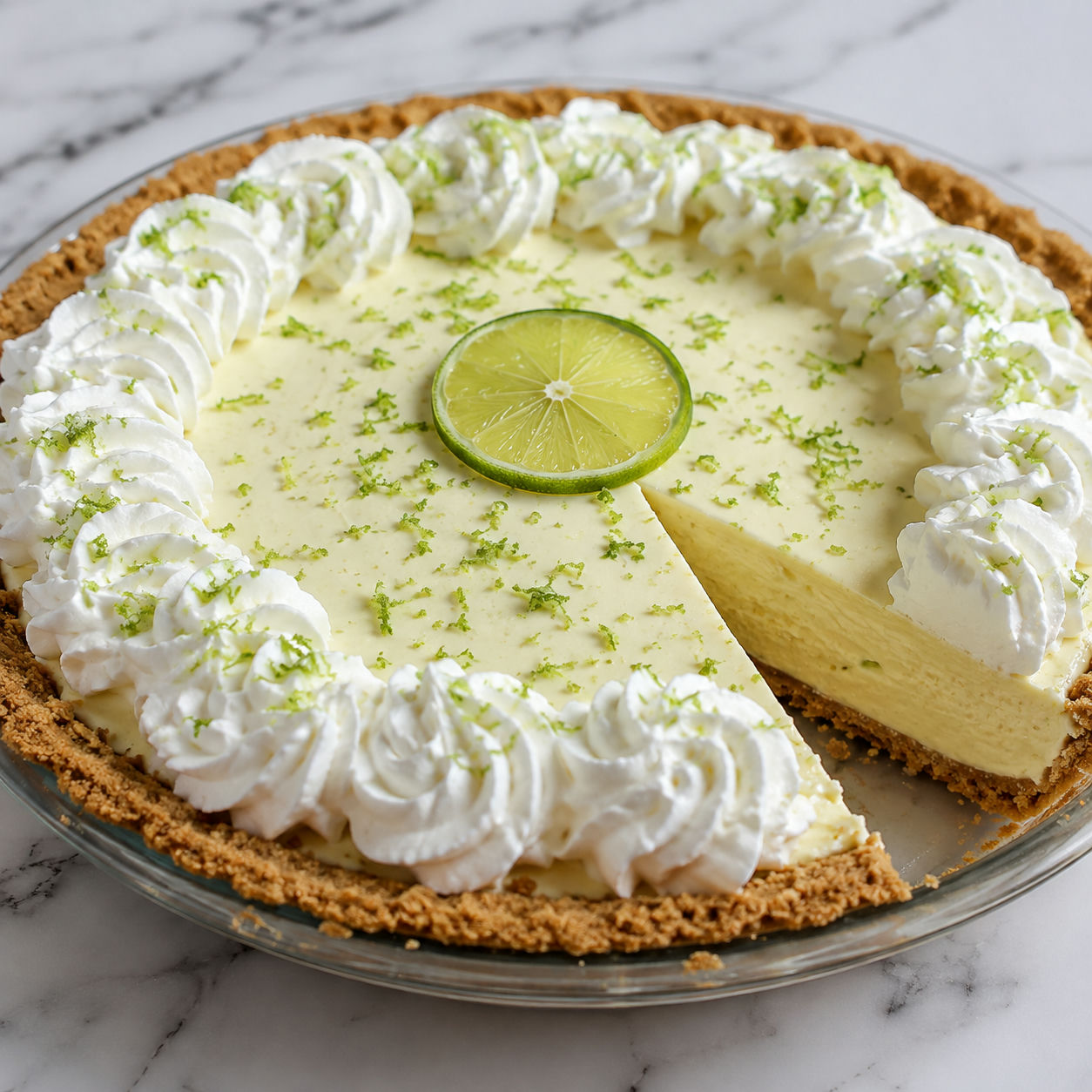 Lime icebox pie with whipped cream and graham crust