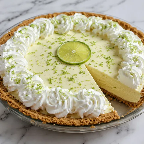 Lime icebox pie with whipped cream and graham crust