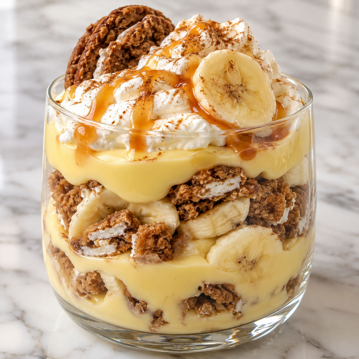 Oatmeal creme pie banana pudding cup with bananas and cinnamon
