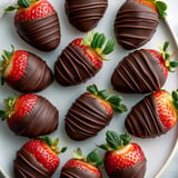 A plate of chocolate-covered strawberries.