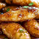A plate of fried chicken with a sauce.