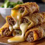 A plate of food with cheese dripping off of it.