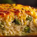 A casserole with broccoli and cheese.