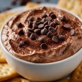 A bowl of chocolate ice cream with chocolate chips.